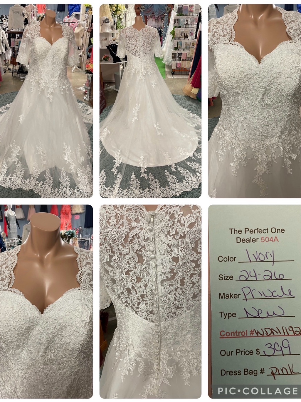 Ivory Lace A-Line Wedding Gown With Sheer Lace Back